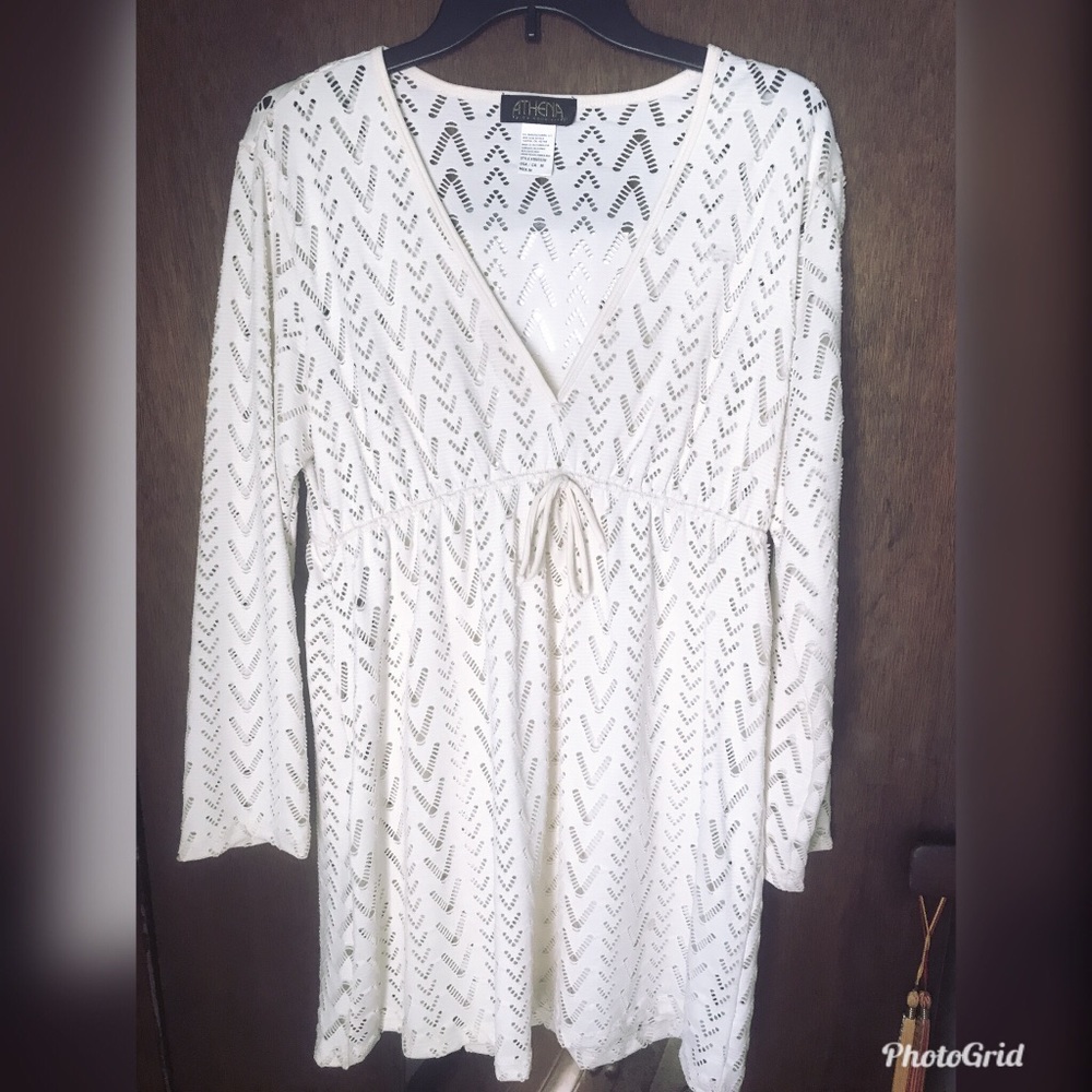 Doily white beach cover up dress